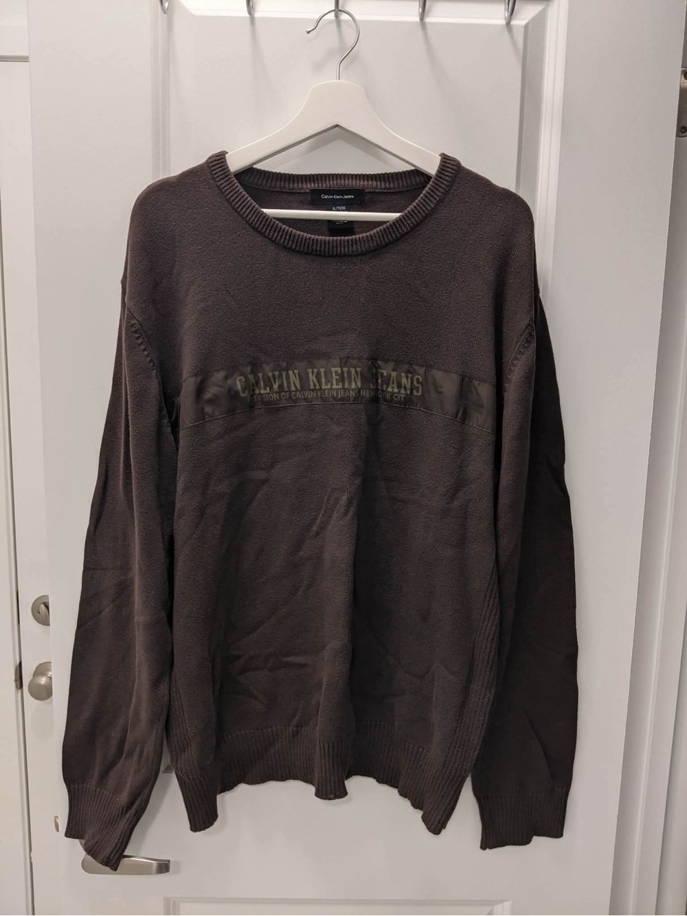 Calvin Klein Jeans Brown Crewneck Sweater with Logo Band